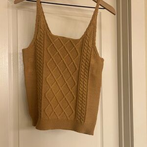 Tan Cable Knit 100% cotton Tank Top